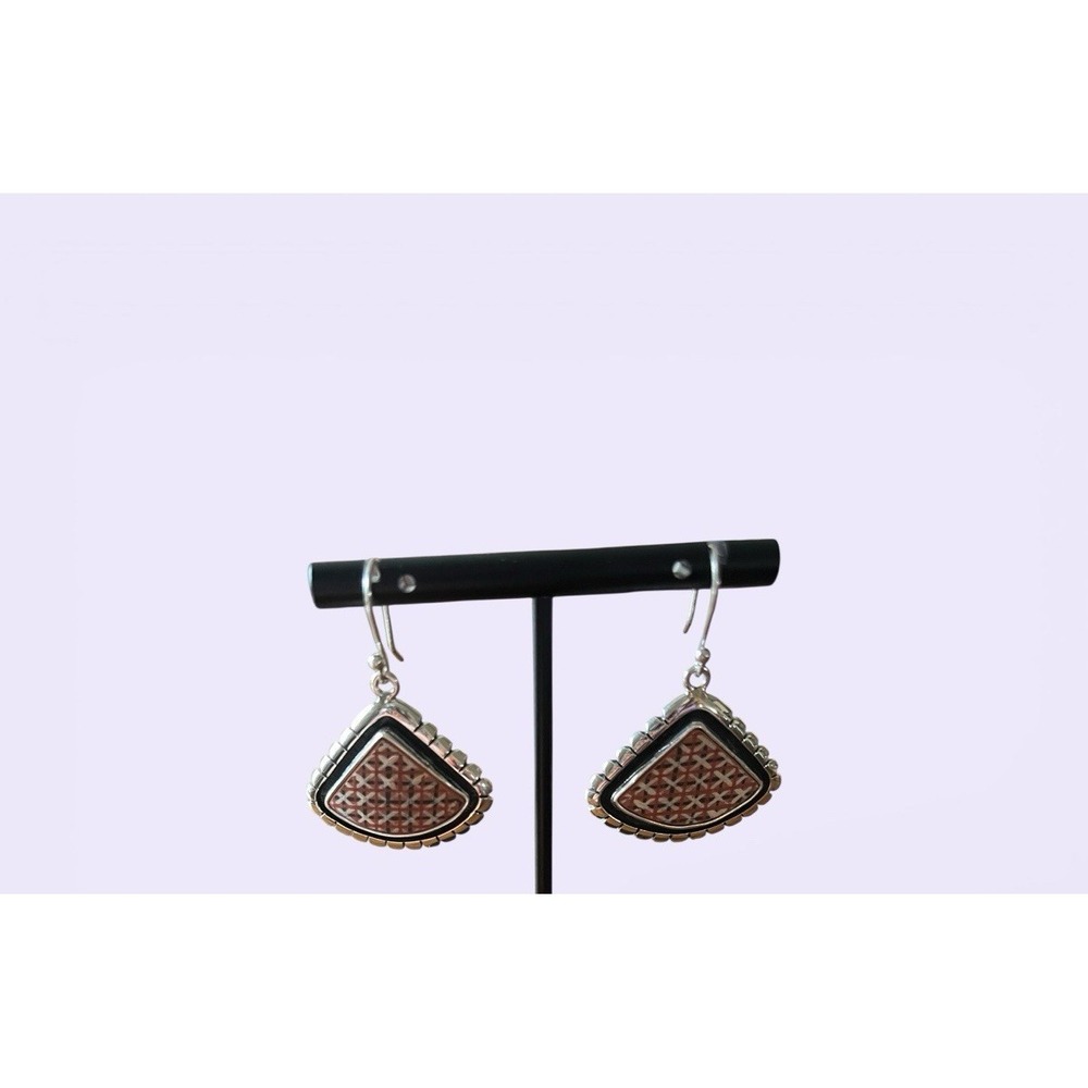 Mata Ortiz Shard Dangle Hook Earrings Sterling Silver Agustin Torres Jewelry Art